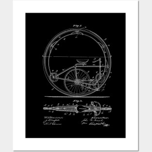 Monocycle Vintage Patent Drawing Posters and Art